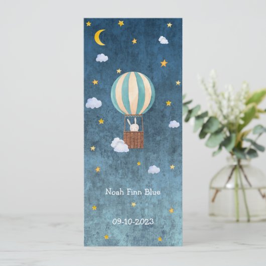 Carte Cute Rabbit in Magical Night With Moon and Stars (Debout devant)