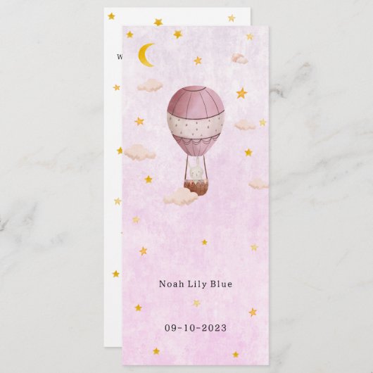 Carte Cute Rabbit in Magical Night With Moon and Stars (Devant / Derrière)
