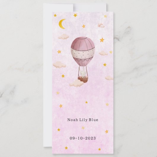 Carte Cute Rabbit in Magical Night With Moon and Stars (Devant)