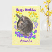 Carte Cute Rabbit Photo et fleurs (Fleur jaune)