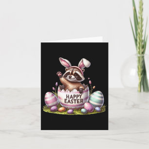 Carte Cute Raccoon Bunny Kids Mens Easter Raccoon