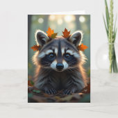Carte Cute Raccoon et Fall Leaves Anniversaire (Devant)