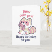 Carte Cute Raccoon Pew Pew Pew Pew Funny Joyeux Annivers (Fleur jaune)
