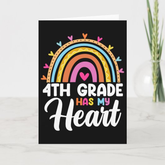 Carte Cute Rainbow 4e année a mon cœur Professeur Saint- (Devant)