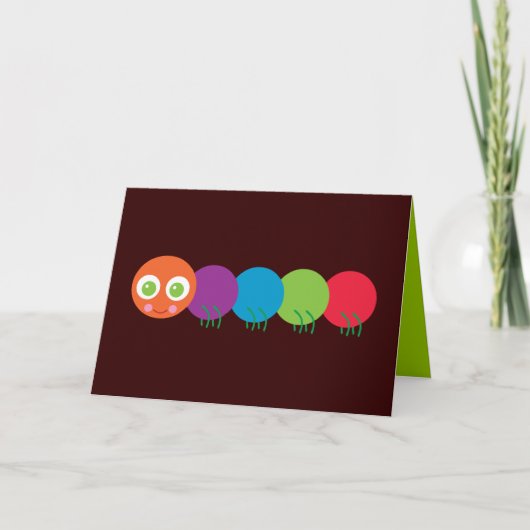 Carte Cute Rainbow Caterpillar (Devant)