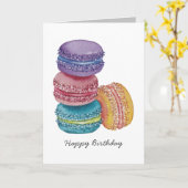 Carte Cute Rainbow Macaroons In Watercolor (Fleur jaune)