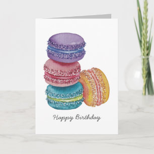 Carte Cute Rainbow Macaroons In Watercolor