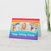 Carte Cute Rainbow Photo Collage personnalisé Anniversai (Devant)