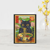 Carte Cute Ramen Cat Nature Flowers Noodle Anime  (Fleur jaune)