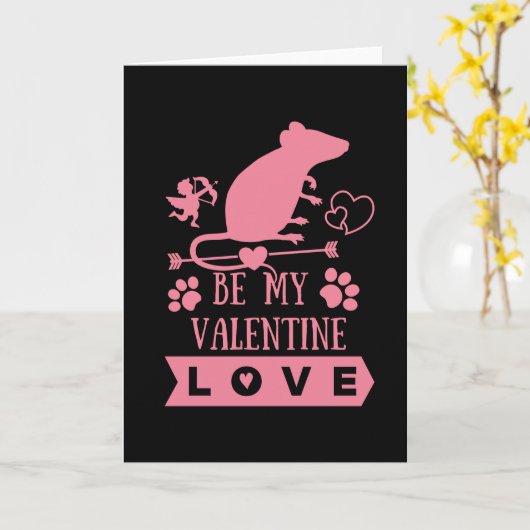 Carte Cute Rat & Valentines Day (Fleur jaune)