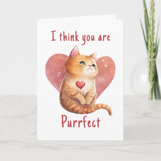 Carte Cute red cat love pun fun Saint-Valentin (Devant)