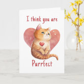 Carte Cute red cat love pun fun Saint-Valentin (Fleur jaune)