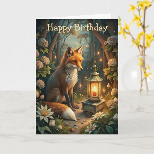 Carte Cute Red Fox (Fleur jaune)
