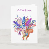 Carte Cute red squirrel with flowers Get Well card (Devant)