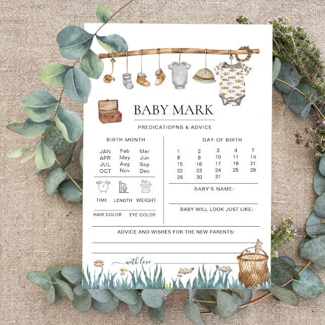 Carte Cute Reel Amusant Pêche Baby shower Prédictions (Créateur téléchargé)