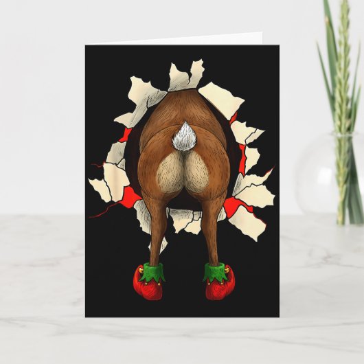 Carte Cute Reindeer Butt Breakthrough Noël (Devant)