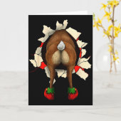 Carte Cute Reindeer Butt Breakthrough Noël (Fleur jaune)