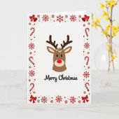 Carte Cute Reindeer Christmas Card (Fleur jaune)