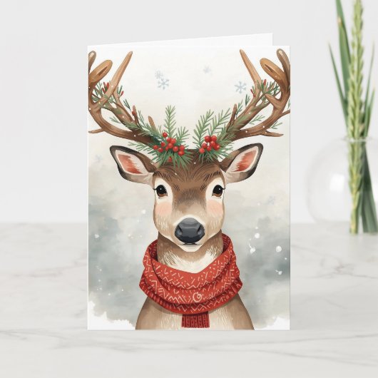 Carte Cute Reindeer Christmas Card (Devant)