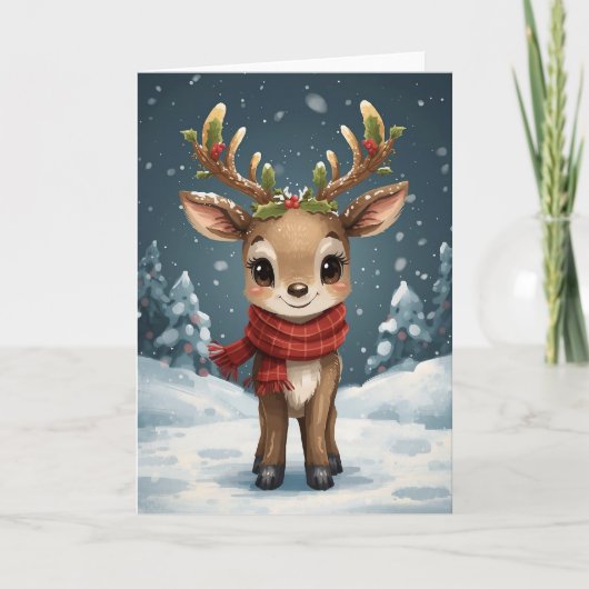 Carte Cute reindeer christmas sweet holiday wishes (Devant)