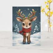 Carte Cute reindeer christmas sweet holiday wishes (Fleur jaune)