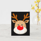 Carte Cute Reindeer Rudolph Red Nose Christmas Antlers (Fleur jaune)