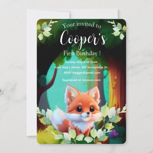 Carte Cute renard dessin bois animaux forêt amis de la f (Devant)