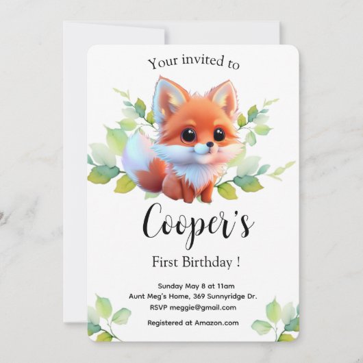 Carte Cute renard dessin bois animaux forêt amis de la f (Devant)