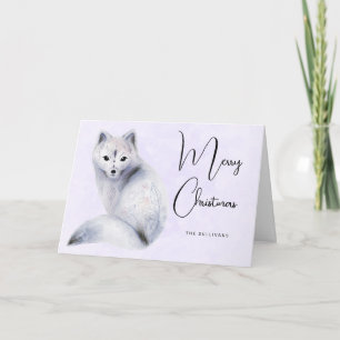 Carte Cute renard nordique avec marques florales Noël