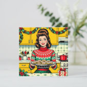 Carte Cute Retro Pop Art Personalized Christmas (Debout devant)