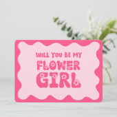 Carte Cute Retro Rose Be My Flower Girl Proposition (Debout devant)