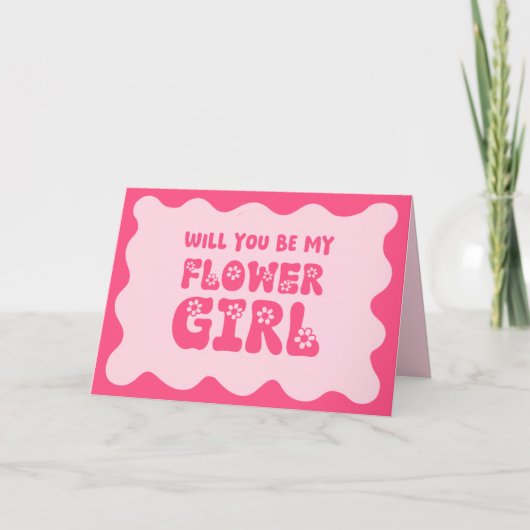 Carte Cute Retro Rose Be My Flower Girl Proposition (Devant)