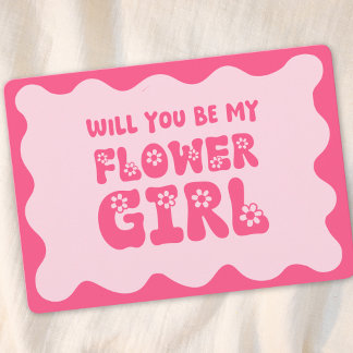 Carte Cute Retro Rose Be My Flower Girl Proposition
