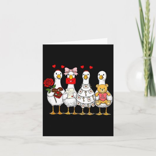 Carte Cute Retro Valentine Silly Gooses Duck Love Couple (Devant)