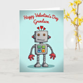 Carte Cute Robot Grandson Valentines Day Card (Fleur jaune)