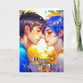 Carte Cute Romantique Anime Couple Saint Valentin (Devant)