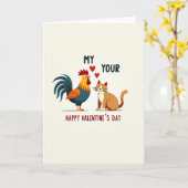Carte Cute Rooster Cat Valentines Day Card (Fleur jaune)