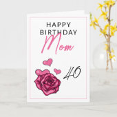 Carte Cute rose et blanc Feminine Rose Maman Anniversair (Fleur jaune)