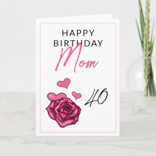 Carte Cute rose et blanc Feminine Rose Maman Anniversair
