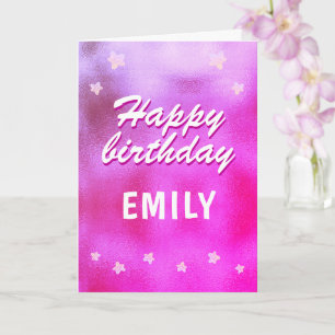 Carte Cute rose Metallic Foil Star Girly Anniversaire