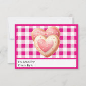 Carte Cute Rose Plaid Cookie classe Saint Valentin (Devant)