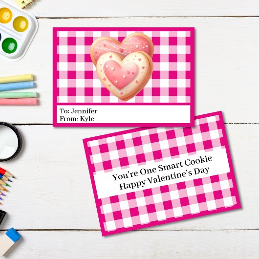 Carte Cute Rose Plaid Cookie classe Saint Valentin