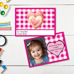 Carte Cute rose Plaid Photo Salle de classe Valentine