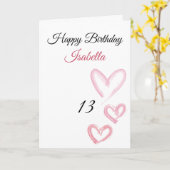 Carte Cute rose Trois Peintures Coeurs AVC 13 Anniversai (Fleur jaune)