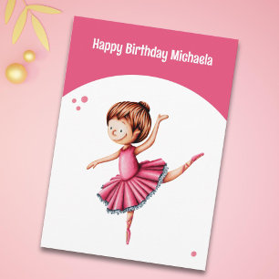 Carte Cute Rose Tutu Ballerina Danser Anniversaire