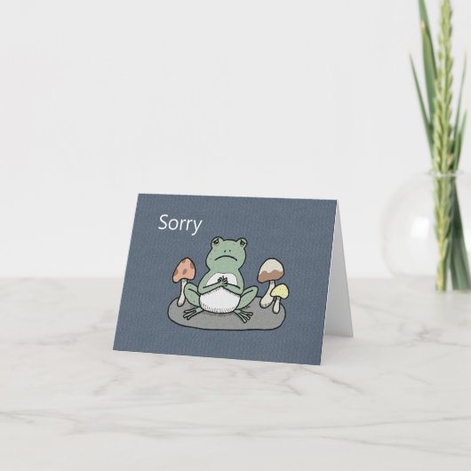 Carte Cute Sad Frog Toad avec champignons unique Désolé (Devant)