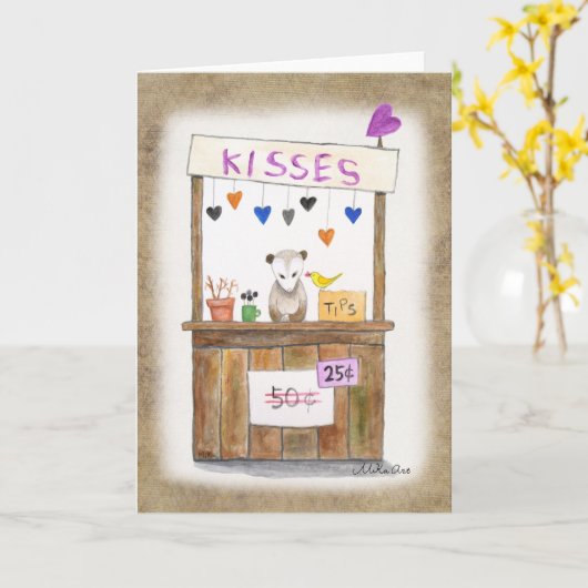 Carte Cute Sad Opossum Emballage de baiser Funny Valenti (Fleur jaune)