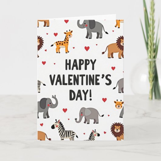 Carte Cute Safari Animals Valentines Day Card (Devant)