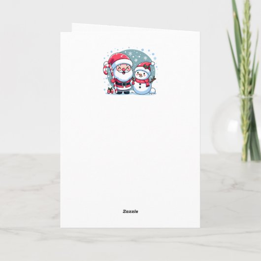 Carte Cute Santa And Snowman Christmas Custom (Dos)