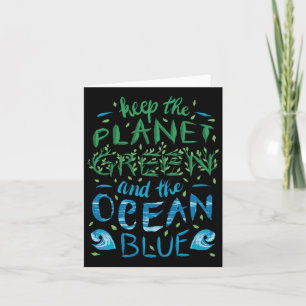 Carte Cute Save Planet Ecology Eco Bleu Océan Vert